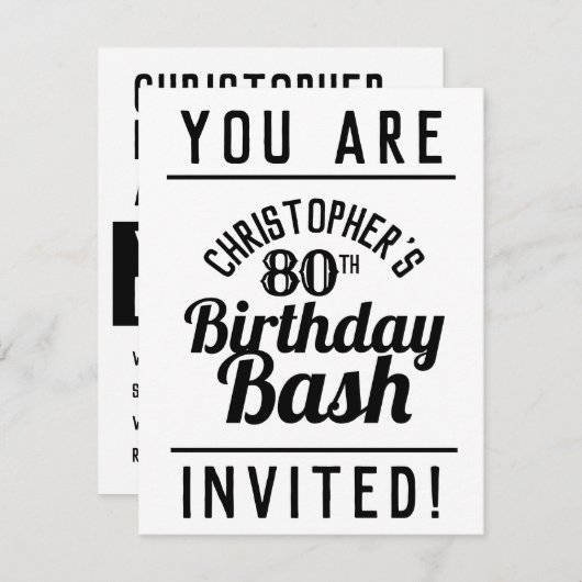 第80回バースデーパーティーへの招待 招待状 (正面/裏面)