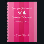 第80回バースデーパーティーゲストブック名ピンクノート ノートブック<br><div class="desc">このシンプルミニマル80th Birthday Party Guest Bookスパイラルノートはピンクの飾パターンのパタストライプーンだ。簡単にカスタマイズEXAMPLE NAMEとAGEを変更または削除。All Rights Reserved © 2014 Alan & Marcia Socolik.</div>