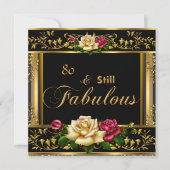 第80回バースデーパーティードレッドローズ金ゴールドヴィンテージ 招待状 (正面)