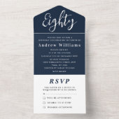 第80回バースデーパーティーネイビーブルーシンプルモダン オールインワン招待状 (内側)