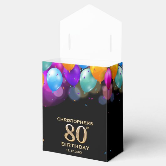 第80回バースデーパーティーブラック&金ゴールドバルーン フェイバーボックス (オープン)