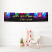 第80回バースデーパーティーブラック&金ゴールドバルーン 横断幕 (インサイチュ)