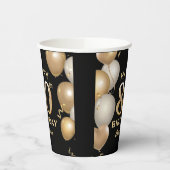 第80回バースデーパーティーブラック&金ゴールドバルーン 紙コップ (左)