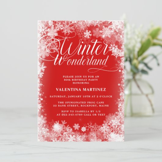 第80回バースデーパーティー冬ワンダーランドスノーフレーク 招待状 (スタンド正面)