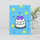 第80回バースデーパーティー招待無料80キャンドルオンケーキ 招待状 (スタンド正面)