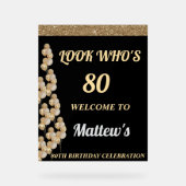 第80回バースデーパーティー歓迎サイン男性へ アクリルサイン (正面)