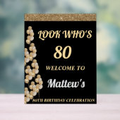 第80回バースデーパーティー歓迎サイン男性へ アクリルサイン (ニュートラル)