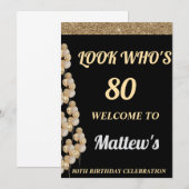 第80回バースデーパーティー歓迎サイン男性へ 招待状 (正面/裏面)