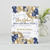 第80回バースデーパーティー海軍金ゴールド風船 招待状 (スタンド正面)