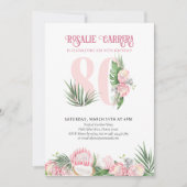 第80回バースデーパーティー熱帯ピンクプロテアNumber 80 招待状 (正面)