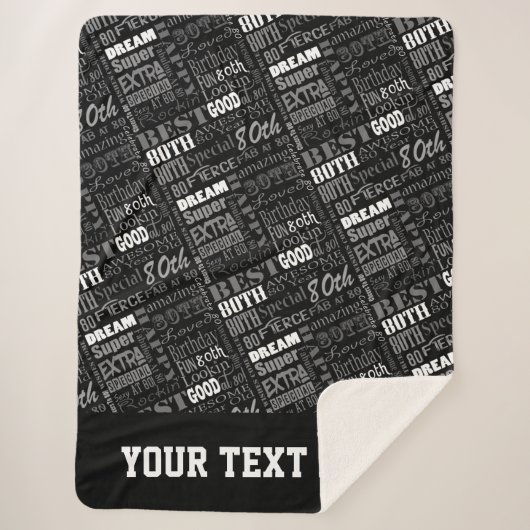 第80回バースデーパーティー特別モノグラパーソナライズされたム シェルパブランケット (正面)