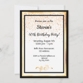 第80回バースデーパーティー白黒とフェイク金ゴールド 招待状 (正面)