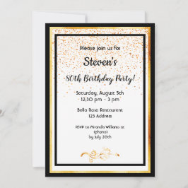 第80回バースデーパーティー白黒とフェイク金ゴールド 招待状