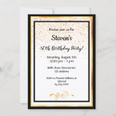 第80回バースデーパーティー白黒とフェイク金ゴールド 招待状 (正面)