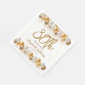 第80回バースデーパーティー金ゴールドバルーン スタンダードランチョンナプキン (角)