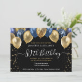 第80回バースデーパーティー青と金ゴールド招待状 招待状 (スタンド正面)