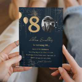 第80回バースデーパーティー風船と花火 招待状