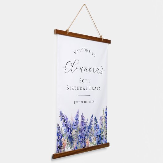 第80回バースデーパーティー7月誕生フラワーウェルカム 吊り下げ型タペストリー (傾斜あり)