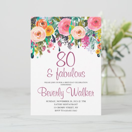 第80回ファブラスフローラ水彩誕生日パーティー 招待状 (スタンド正面)