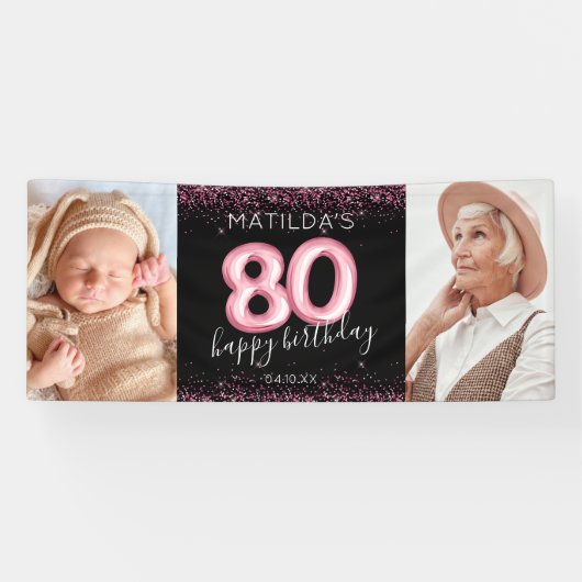 第80回ブラックピンクハッピーバースデーフォトバナー 横断幕 (横)
