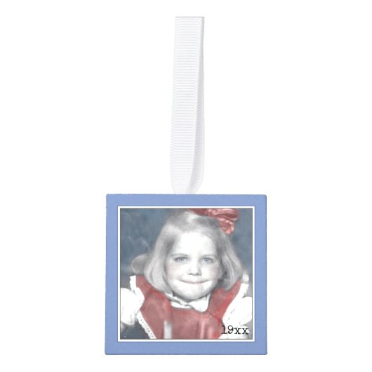 第80回写真保管 – 青/白ナンバパターン キューブオーナメント (正面)