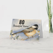 第80回美しい年の誕生日《鳥》アメリカゴガラ水彩 カード (正面)