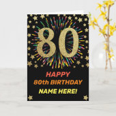 第80回花火大誕生日レインボーカラフル金ゴールド カード (黄色い花)