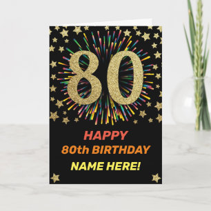 第80回花火大誕生日レインボーカラフル金ゴールド カード