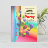 第80回誕生パーティーの気球の壁 招待状 (スタンド正面)