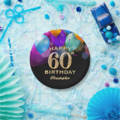 第80回誕生パーティーブラック&金ゴールド気球 ペーパープレート (パーティー)
