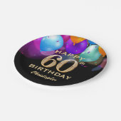 第80回誕生パーティーブラック&金ゴールド気球 ペーパープレート (アングル)