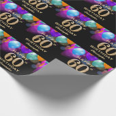 第80回誕生パーティーブラック&金ゴールド気球 ラッピングペーパー (角)