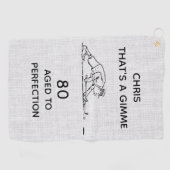 第80回誕生日おもしろいゴルファーパーソナライズされた名ゴルフ ゴルフタオル (横)