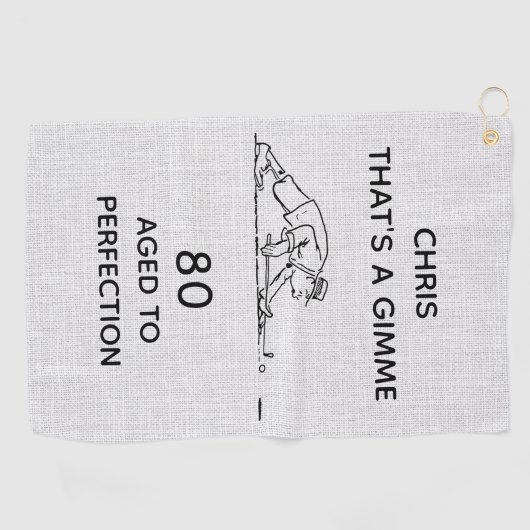 第80回誕生日おもしろいゴルファーパーソナライズされた名ゴルフ ゴルフタオル (横)