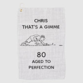 第80回誕生日おもしろいゴルファーパーソナライズされた名ゴルフ ゴルフタオル (正面)