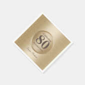 第80回誕生日パーティモノグラム金ゴールド エレガント スタンダードカクテルナプキン (角)