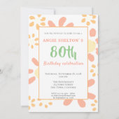 第80回誕生日パーティーのやる気を起こさせるフローラおもしろい 招待状 (裏面)