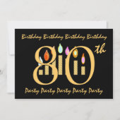 第80回誕生日パーティーの招待テンプレート 招待状 (正面)