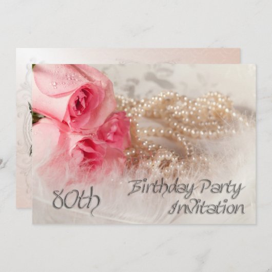 第80回誕生日パーティーの招待状 招待状 (正面/裏面)