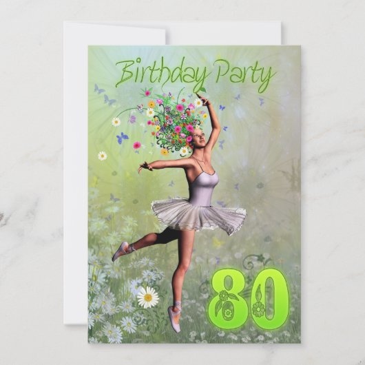 第80回誕生日パーティーの招待状 招待状 (正面)