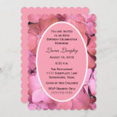 第80回誕生日パーティーピンクの鱗状紫陽花 招待状 (正面/裏面)