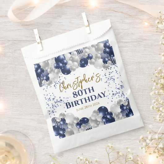 第80回誕生日パーティー海軍バルーン フェイバーバッグ (クリップ留めされた状態)