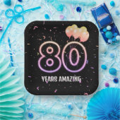 第80回誕生日パーティー風船と紙吹雪 ペーパープレート (パーティー)