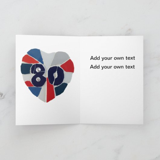 第80回誕生日モザイクアートのお客様。グリーティングカード カード (内部)