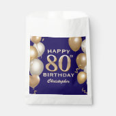 第80回誕生日会ネイビーブルーと金ゴールド風船 フェイバーバッグ (正面)