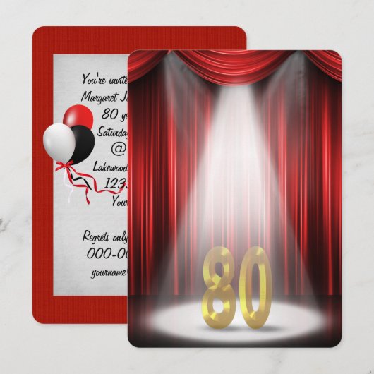 第80回誕生日会 招待状 (正面/裏面)
