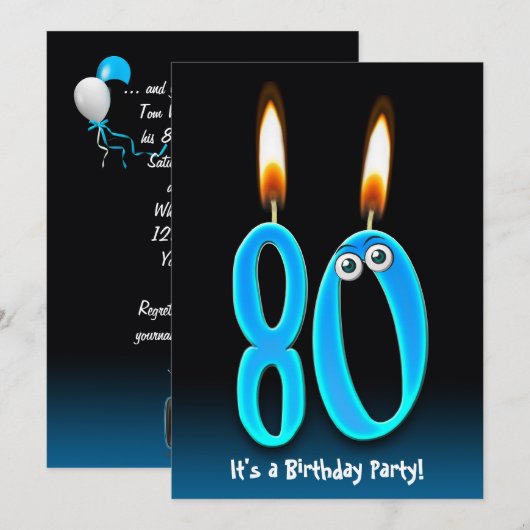 第80回誕生日会 招待状 (正面/裏面)