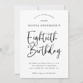 第80回誕生日会 | 白黒タイポグラフィ 招待状 (正面)