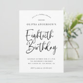 第80回誕生日会 | 白黒タイポグラフィ 招待状 (スタンド正面)