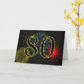 第80回誕生日花火付きカード カード (黄色い花)